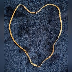 Elegant 10k Italian Gold Herring Bone Braided Necklace